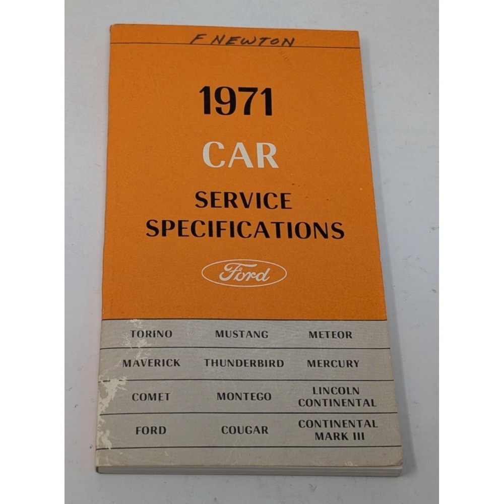 Original 1971 Ford Car Service Specifications Manual Mustang Thunderbird Lincoln